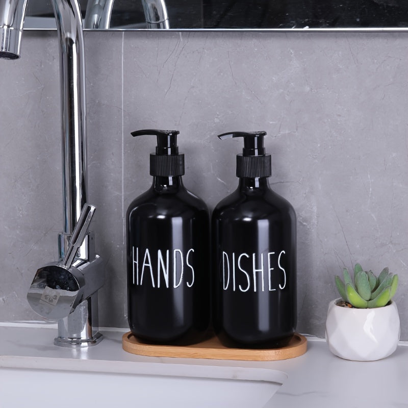 Set of 2 Plastic Soap Dispensers Refillable Bottles for Kitchen Bathroom Decor