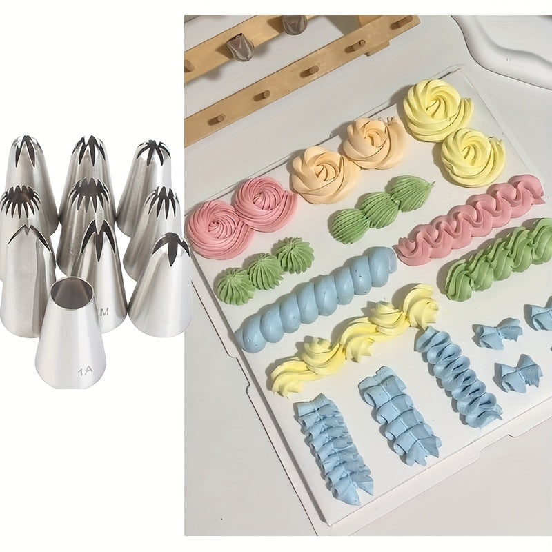 Stainless Steel Icing Piping Tips Set 10pcs Cake Decorating Nozzles for Cupcakes