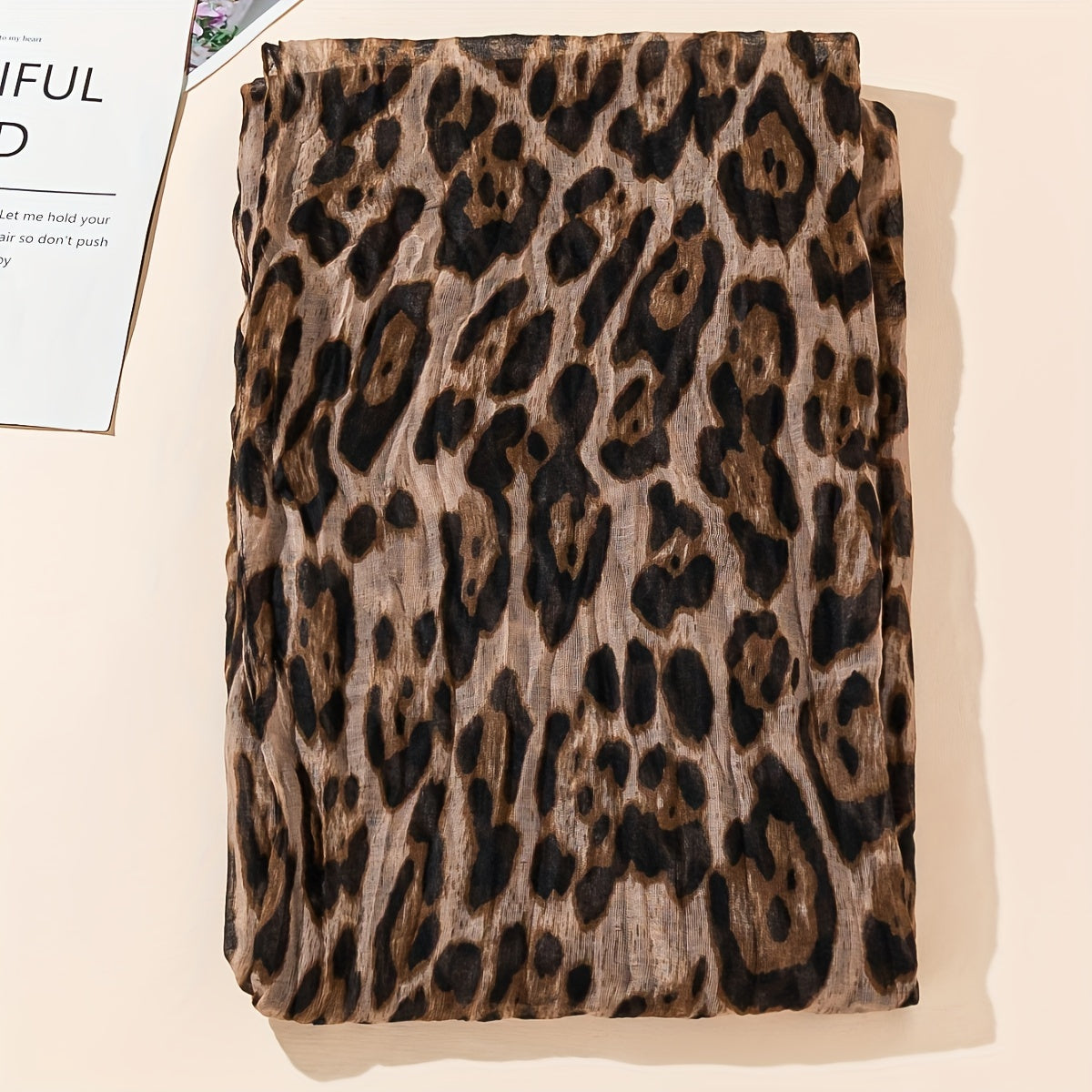 Leopard Print Chiffon Scarf for Women Polyester Lightweight Sun-Resistant Fashion Accessory