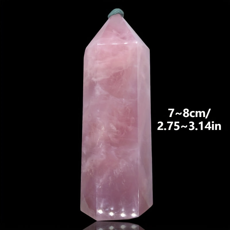 Natural Rose Quartz Crystal Tower 2.7-3.1 Inches 6-Sided Interior Decor Gift