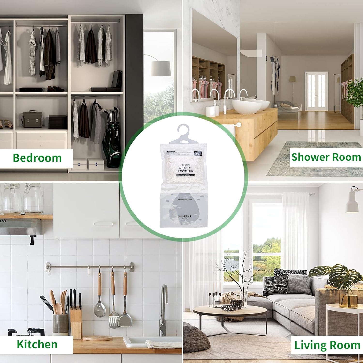 8PCS Hanging Dehumidifier Bags Large Capacity Moisture Absorbers for Closet Bathroom Basement