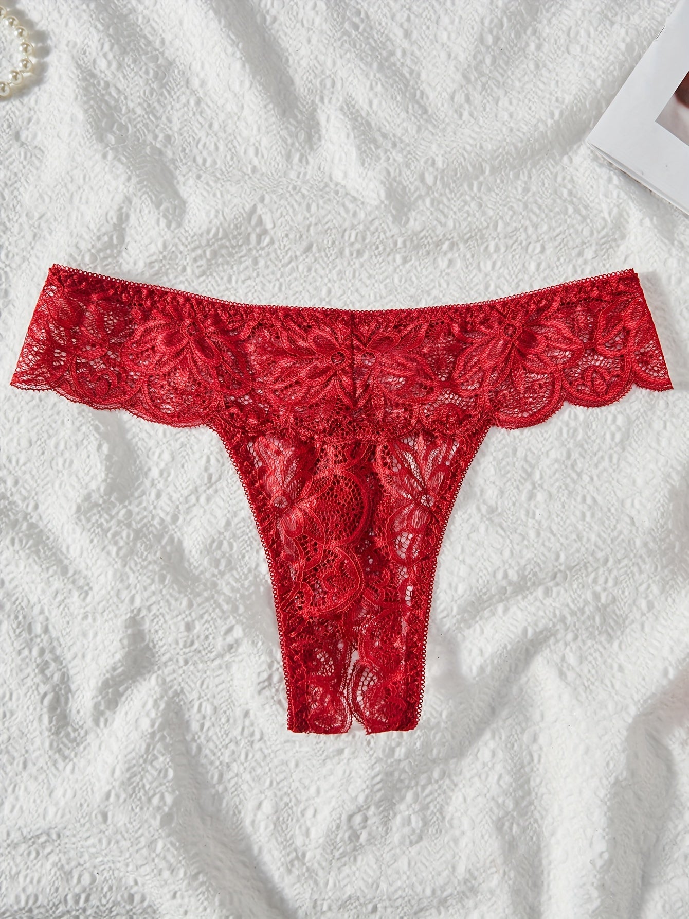 Women’s Lace Open Crotch Thongs Low Waist Lingerie Panties