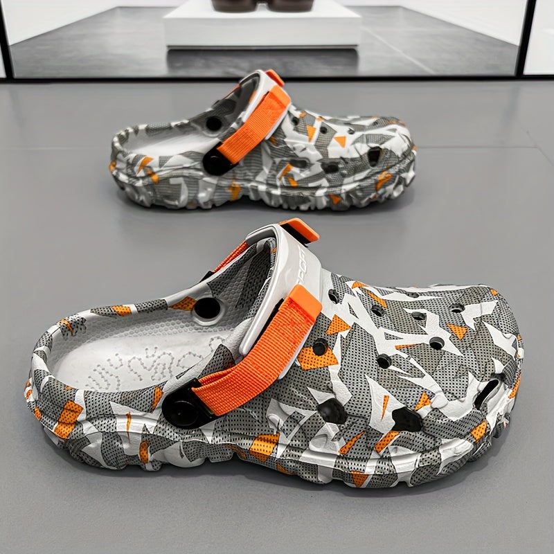 Men's Color Block Hollow Out Chunky EVA Clogs Casual Summer Slip-On Shoes