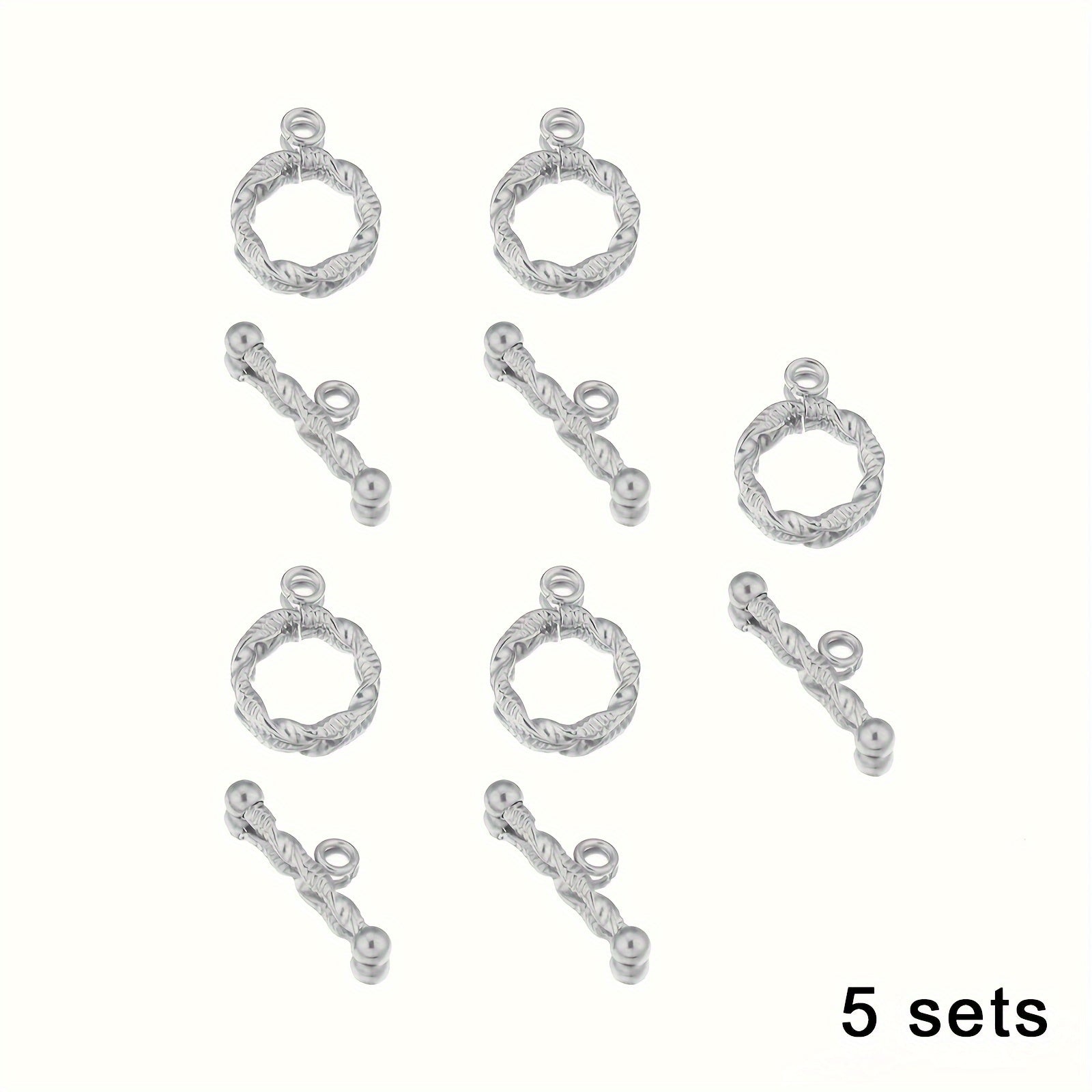 Set of 5 Stainless Steel Twist OT Buckles with Gold Plated Finish for Jewelry Making
