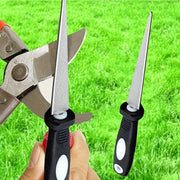 "Almas qoplamali o'qlarni o'tkir qilish - Qaychi, pichoq va bog' asboblarini tiklash uchun ideal - Tekis va egri tomonlari bilan ko'p maqsadli asbob - Qulay qo'lga olinadigan dizayn - Oshxona va bog' uchun zaruriy buyum"