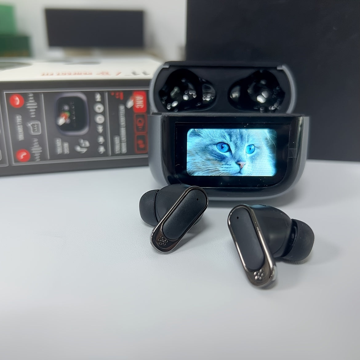 Auriculares inalámbricos con cancelación de ruido Bluetooth 5.4 pantalla táctil larga duración de batería alta fidelidad