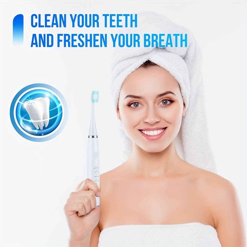 Six-In-One Electric Toothbrush Kit with Gentle Brush Head and Teeth Scaling Tool for Adults