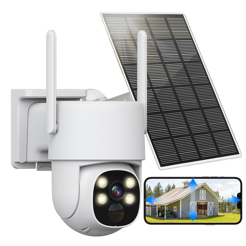 4MP Solar Wireless Outdoor Security Camera with Night Vision Two-Way Audio Motion Detection
