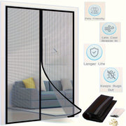 Black Magnetic Screen Door 80cm x 208cm Self-Sealing Heavy Duty Bug Mesh