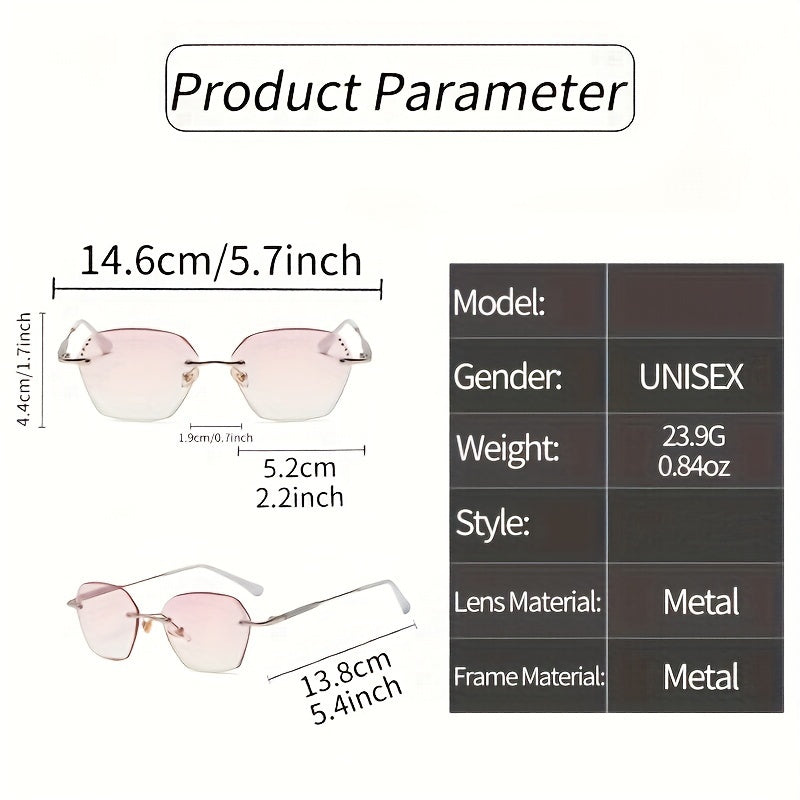 Women's Rimless Reading Glasses with Glitter Detail, 1.0 to 4.0 Magnification