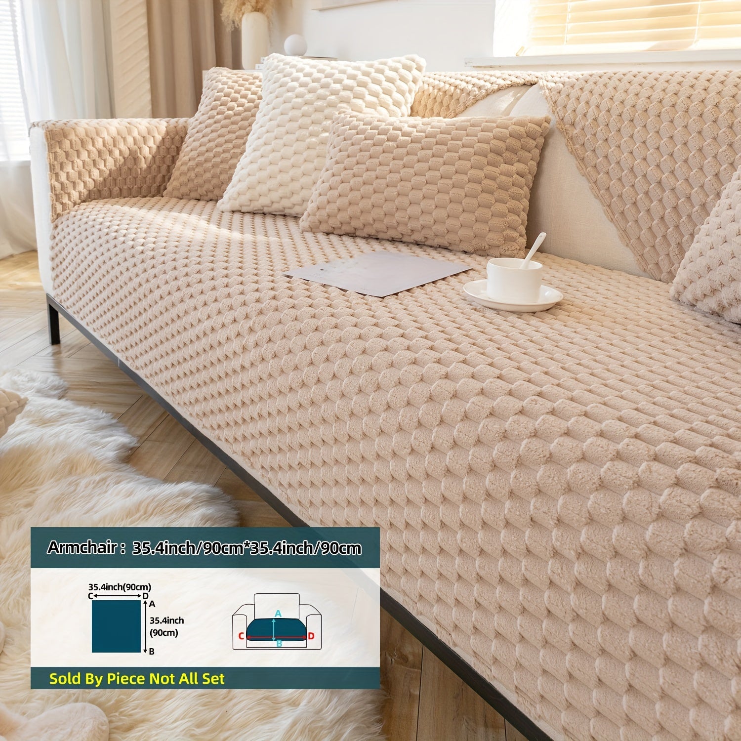 Cojín de sofá nórdico de felpa con diseño antideslizante para todas las estaciones