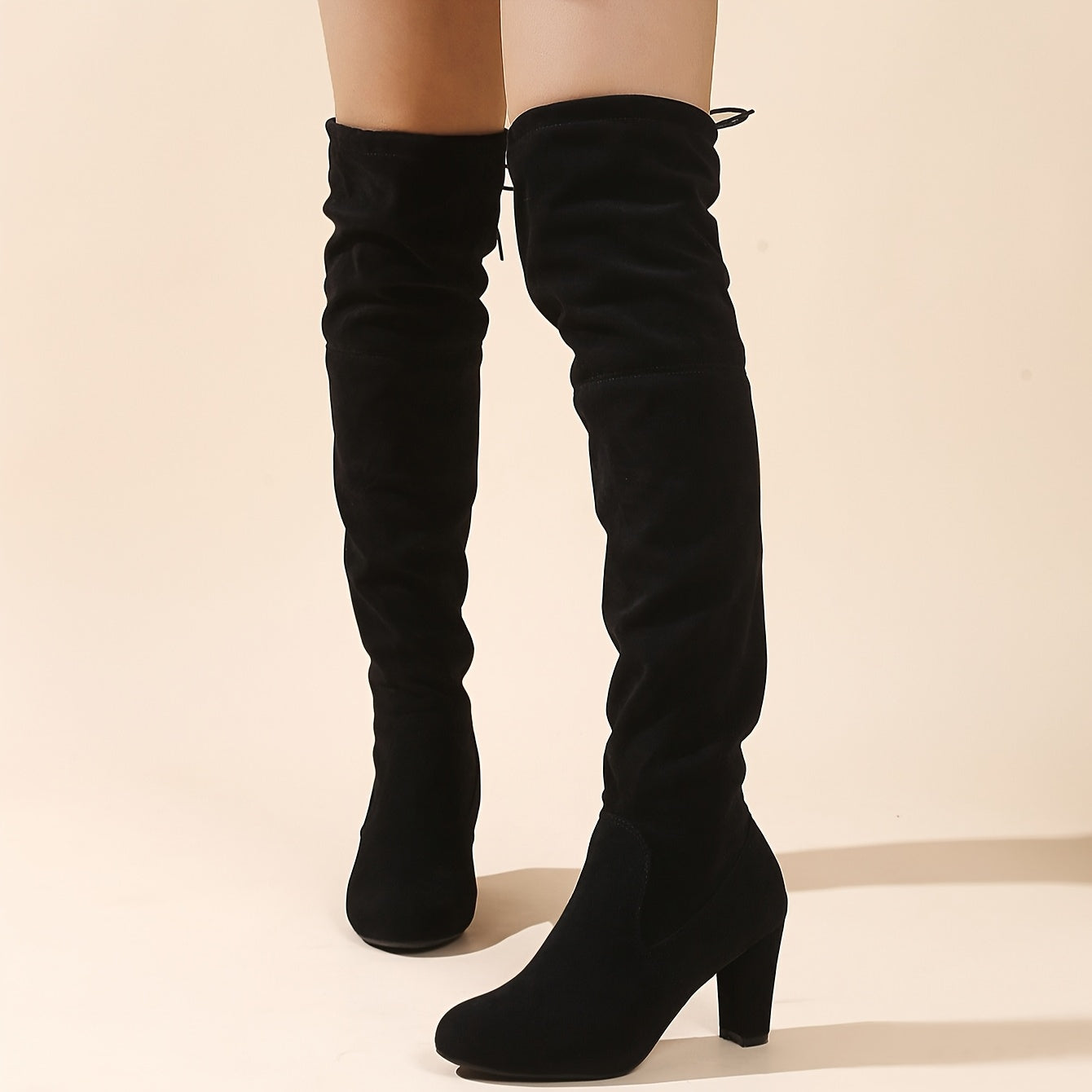 Women's High Heel Boots with Chunky Heel Stretchy Comfortable Formal