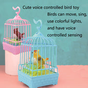 Voice-Controlled LED Birdcage with Sound and Light in Pink or Blue for Pet Birds