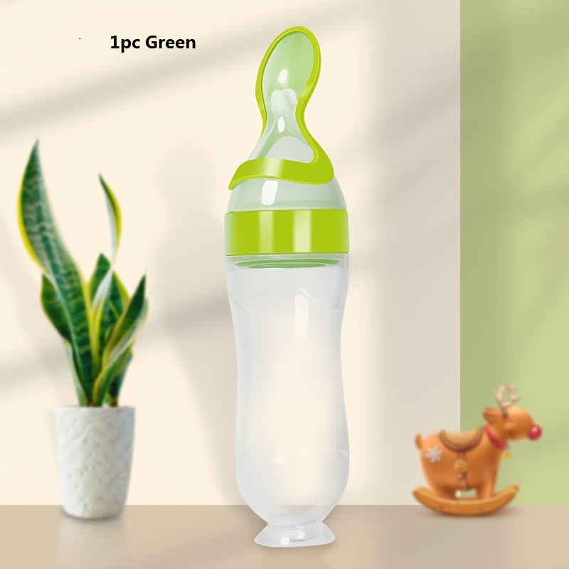 Baby Food Feeder Set with Silicone Bottles Spoons Suction and Rice Paste Spoon