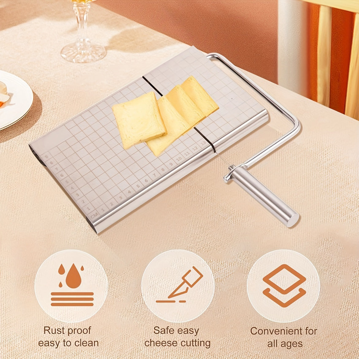 Manual Stainless Steel Cheese Slicer with Scale for Sausage Ham and Cheese Cutting