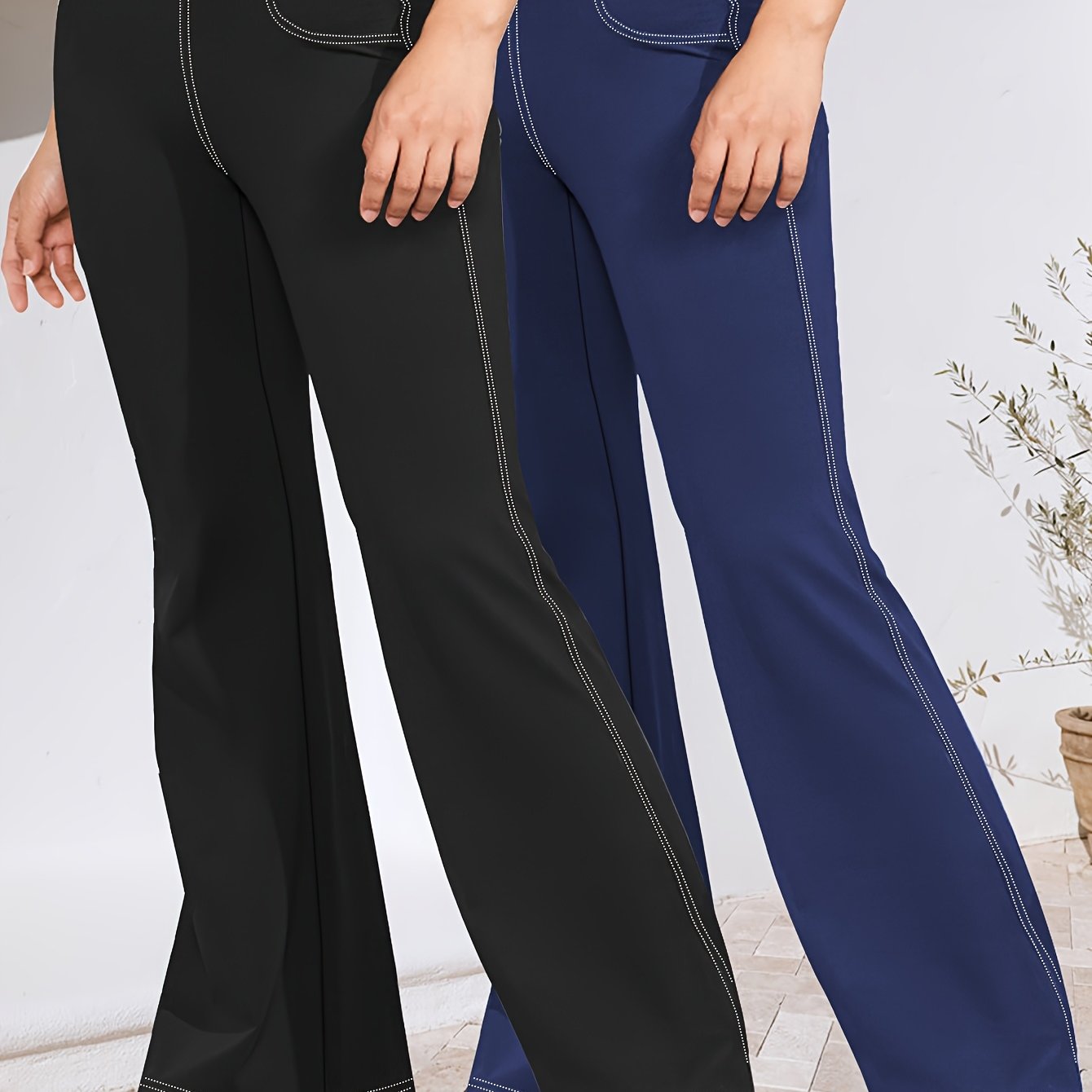 Plus Size High-Waist Flared Jeans 2 Pack Women's Casual Stretchy Pants