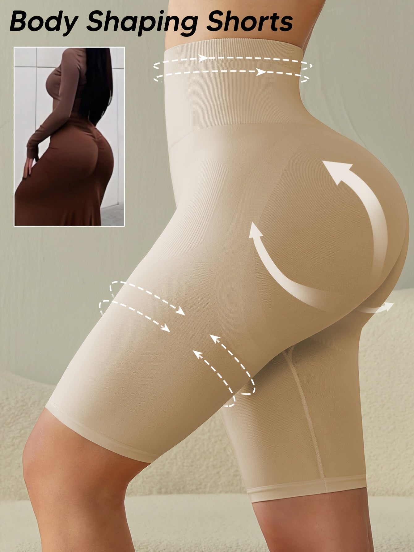 Women's High Waist Shaping Shorts Tummy Control Butt Lifter Seamless Knit Black