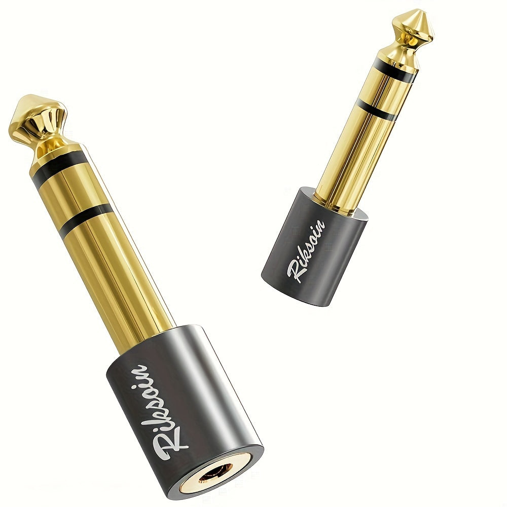 6.35mm Male to 3.5mm Female Stereo Headphone Adapter Alloy Black High Fidelity