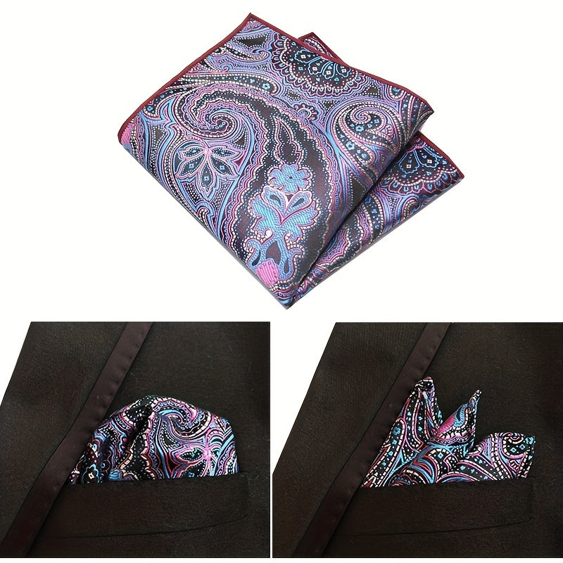 Pañuelo de bolsillo de jacquard paisley para hombre, patrón de anacardo, accesorio elegante