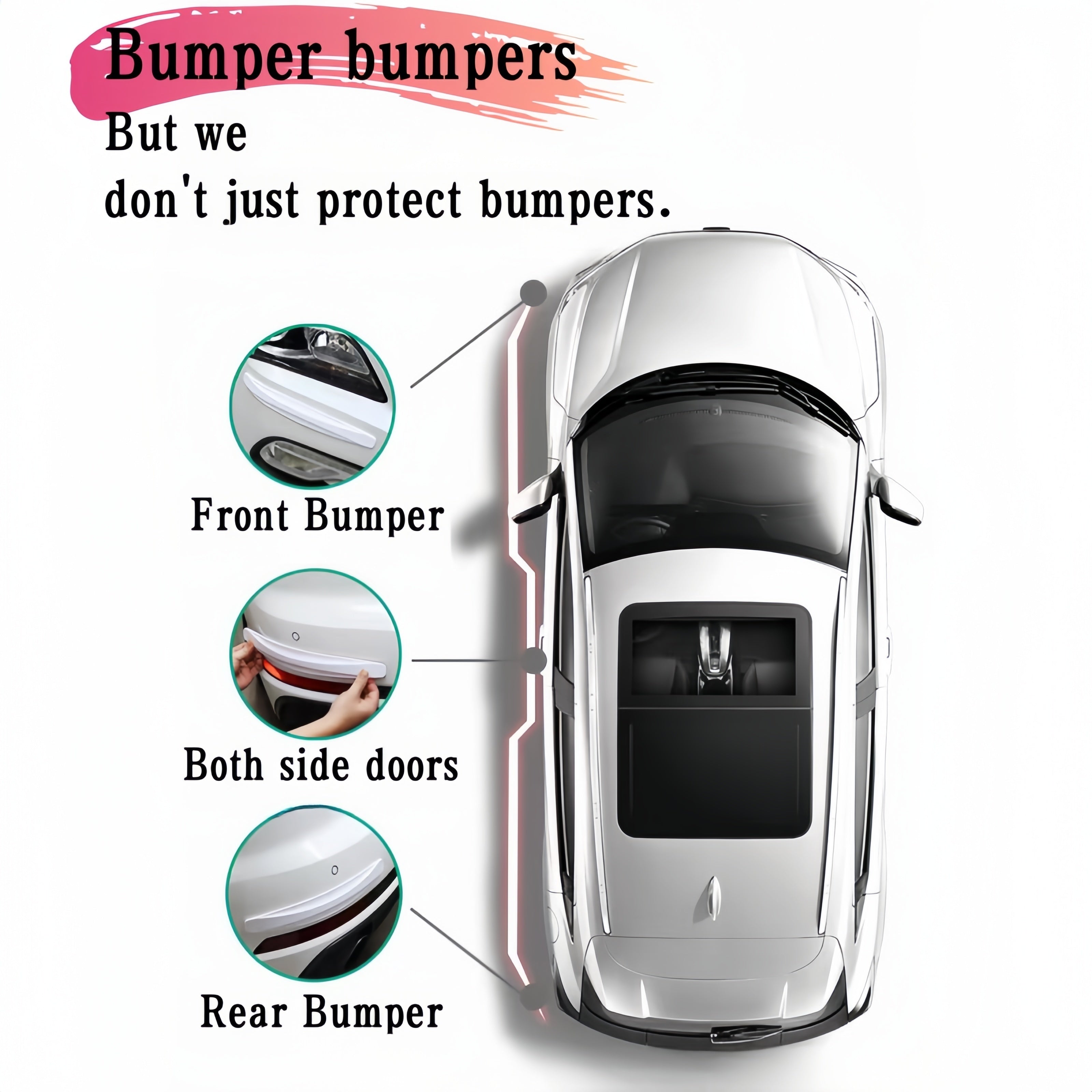 2pcs Rubber Car Corner Bumper Guards Anti-Scratch Universal Front Rear Protectors