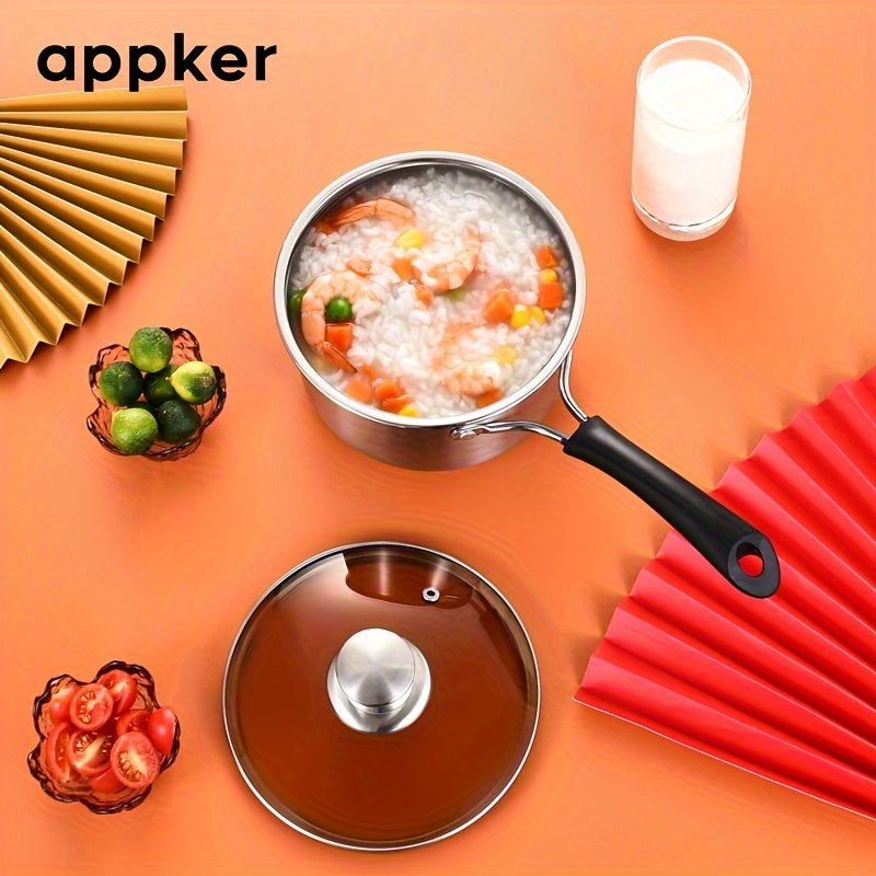 Stainless Steel Soup Pot with Glass Lid and Handle for Induction Cooking