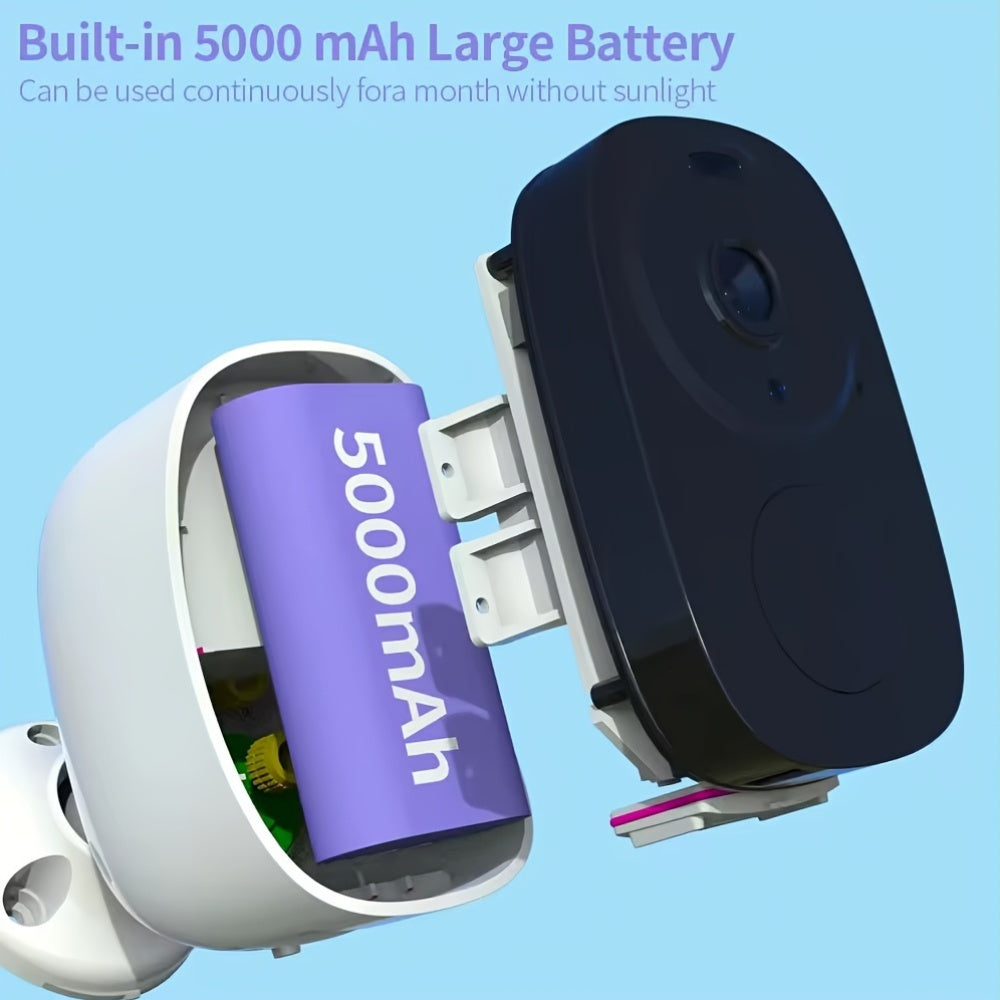 Wireless Outdoor Security Camera 3MP FHD Night Vision Spotlight Battery Solar Wi-Fi Two-Way Audio