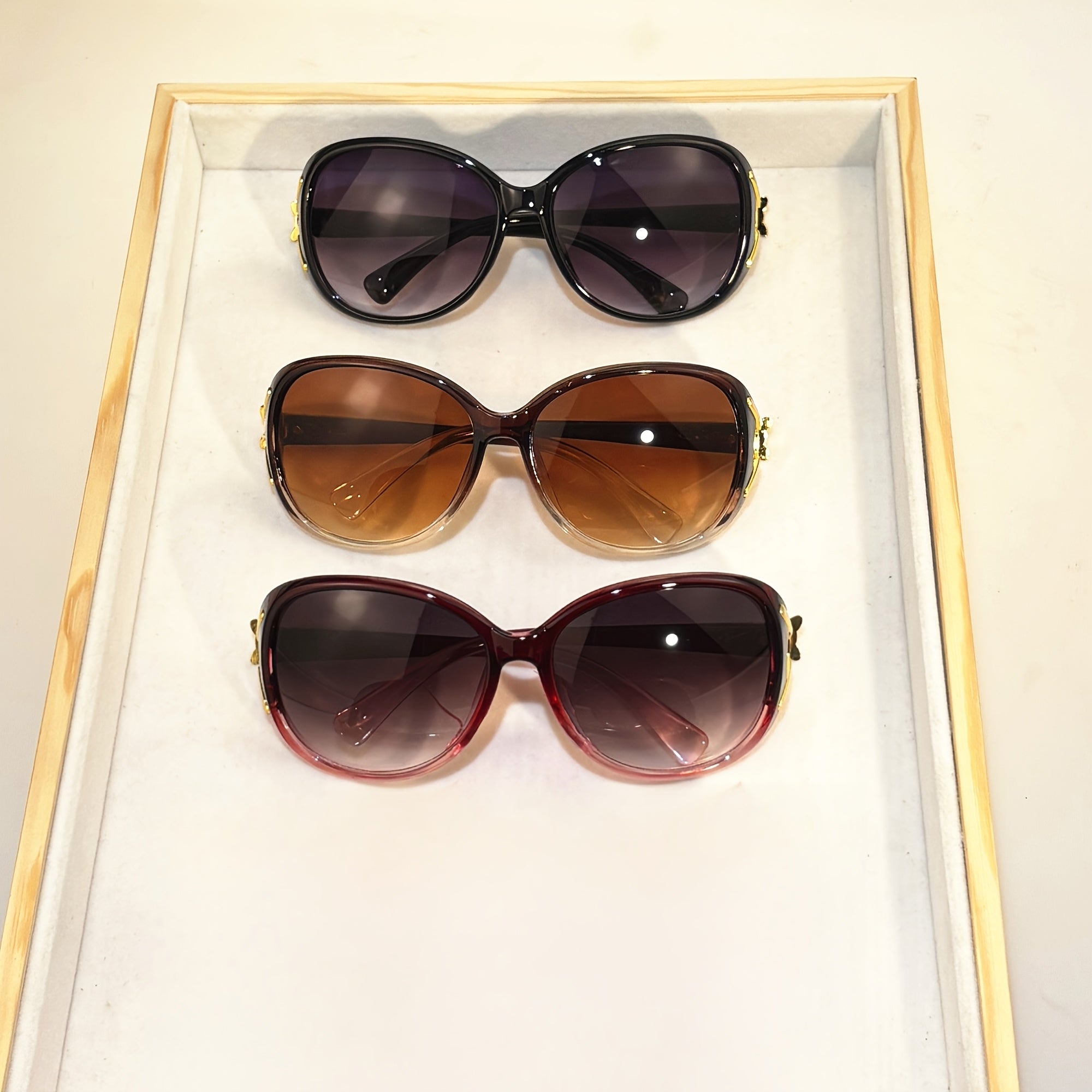 3 пары роскошных золотых овальных модных очков для женщин в ретро стиле