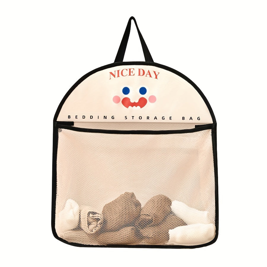 Bej Polyesterli Osilgan Tarmoq Saqlash Sumkasi To'rtlik Devorga O'rnatiladigan Kir yuvish Tashkilotchisi Ichki kiyimlar, paypoq uchun