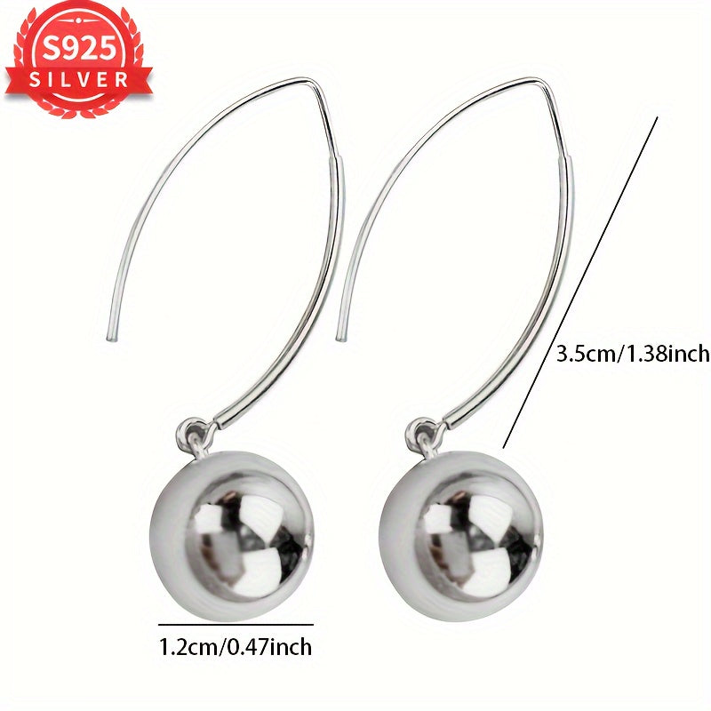 Sterling Silver Ball Drop Earrings Hypoallergenic Boho Style Long Length