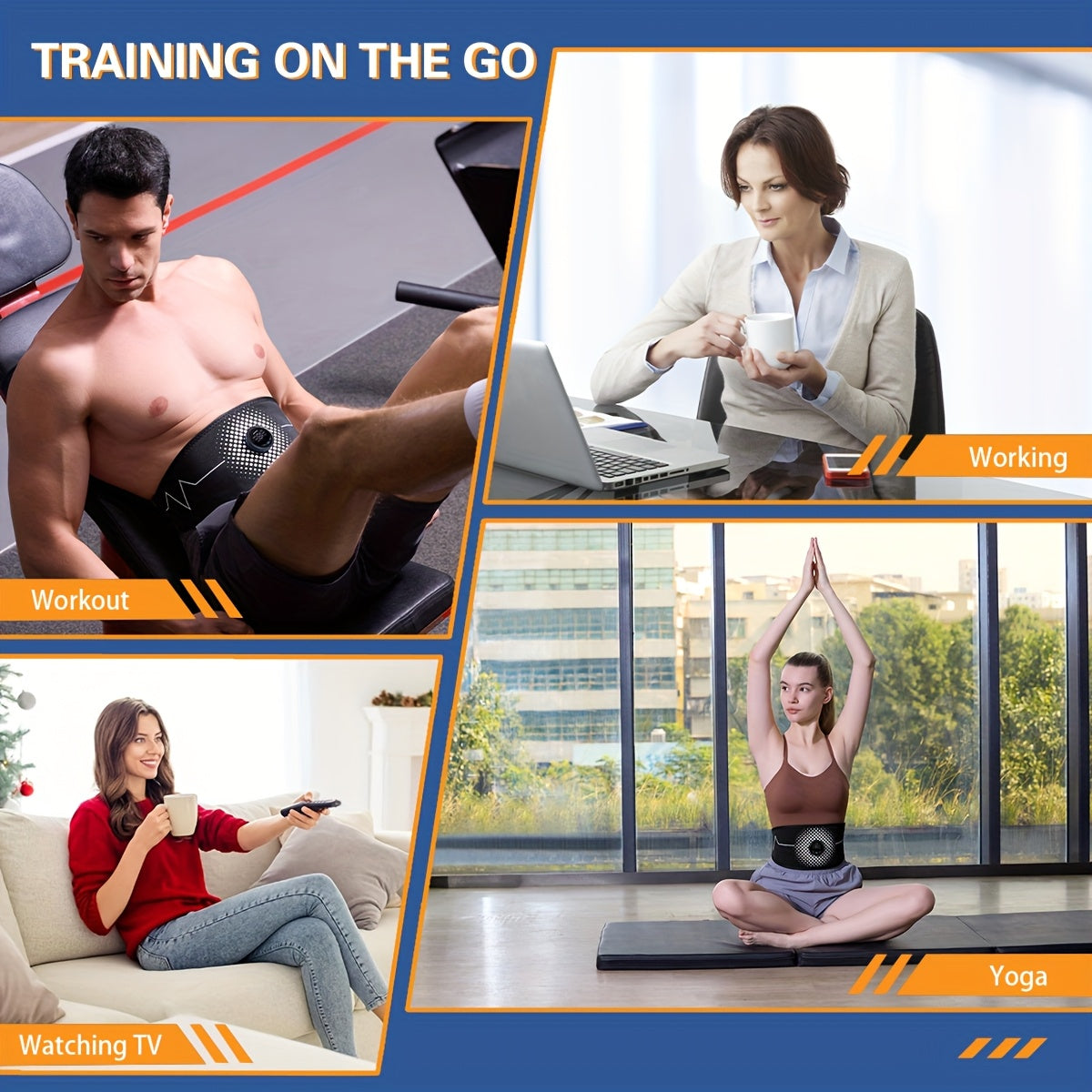 USB Charging Massage Belt for Abdomen and Muscle Stimulation with 6 Modes and 18 Intensities