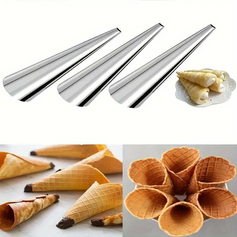Нержавеющие стальные формы для выпечки для десертов, круассанов и рожков для мороженого. Прочные и универсальные инструменты для выпечки. Материал, контактирующий с пищевыми продуктами, для креативных угощений.