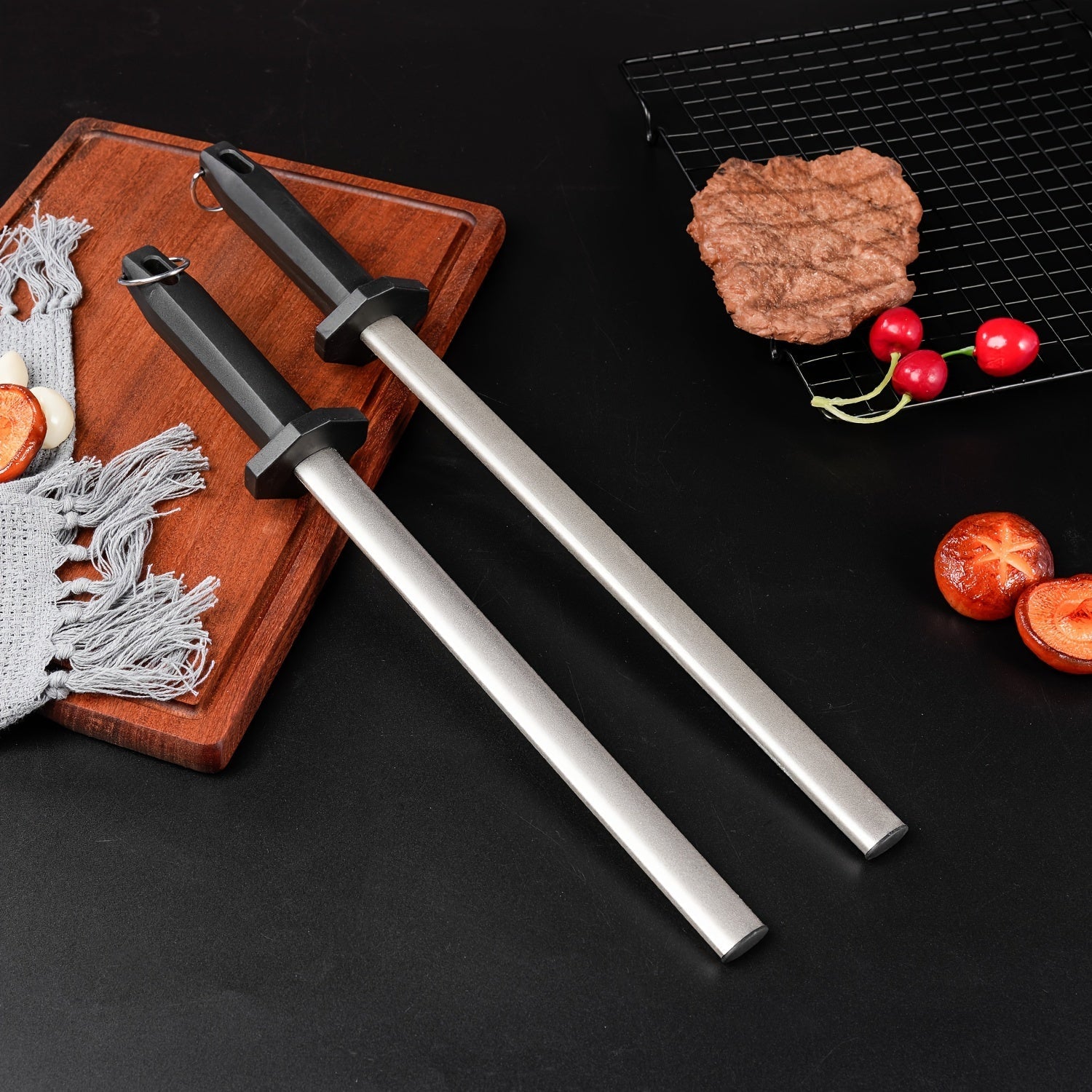 Handheld Stainless Steel Knife Sharpener for Kitchen Knives Medium Grit Manual Honing Stick