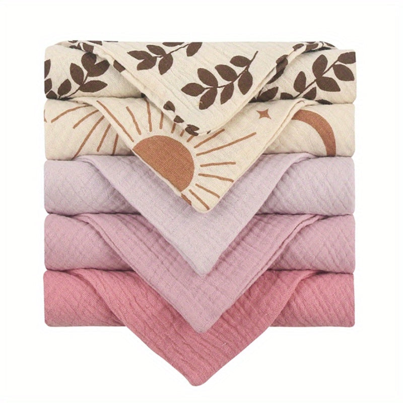 Baby Muslin Cloths Set of 5 23x23cm Cotton Gauze Washcloths Towels