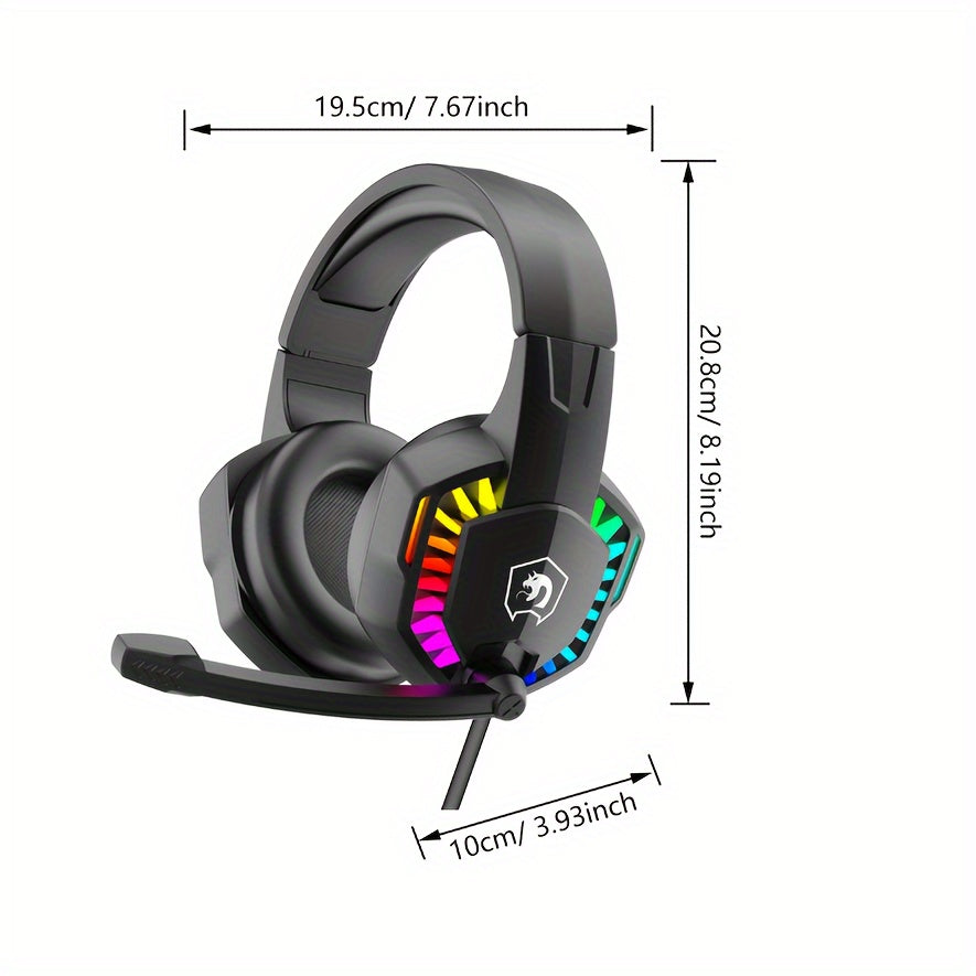 Wired Gaming Headset with Noise-Canceling Microphone RGB Lights Over-Ear for PS4 Xbox PC Mac