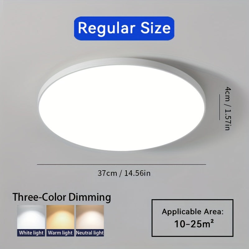 Dimmable LED Ceiling Light 36.83cm Black White Gold Ultra-Thin for Living Room Bedroom Kitchen