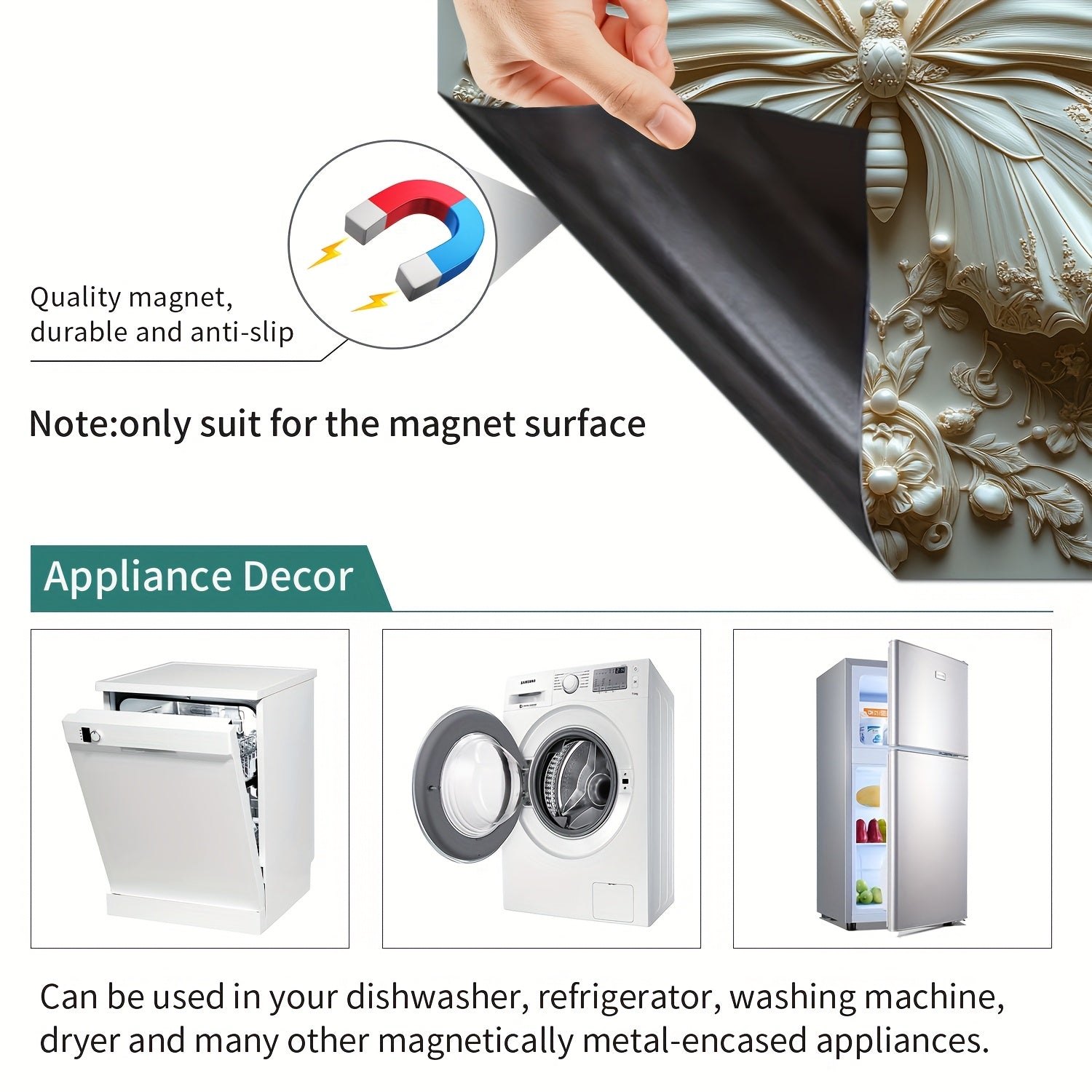 Magnetic Yellow Butterfly Carved Kitchen Dishwasher Refrigerator Door Cover Mat