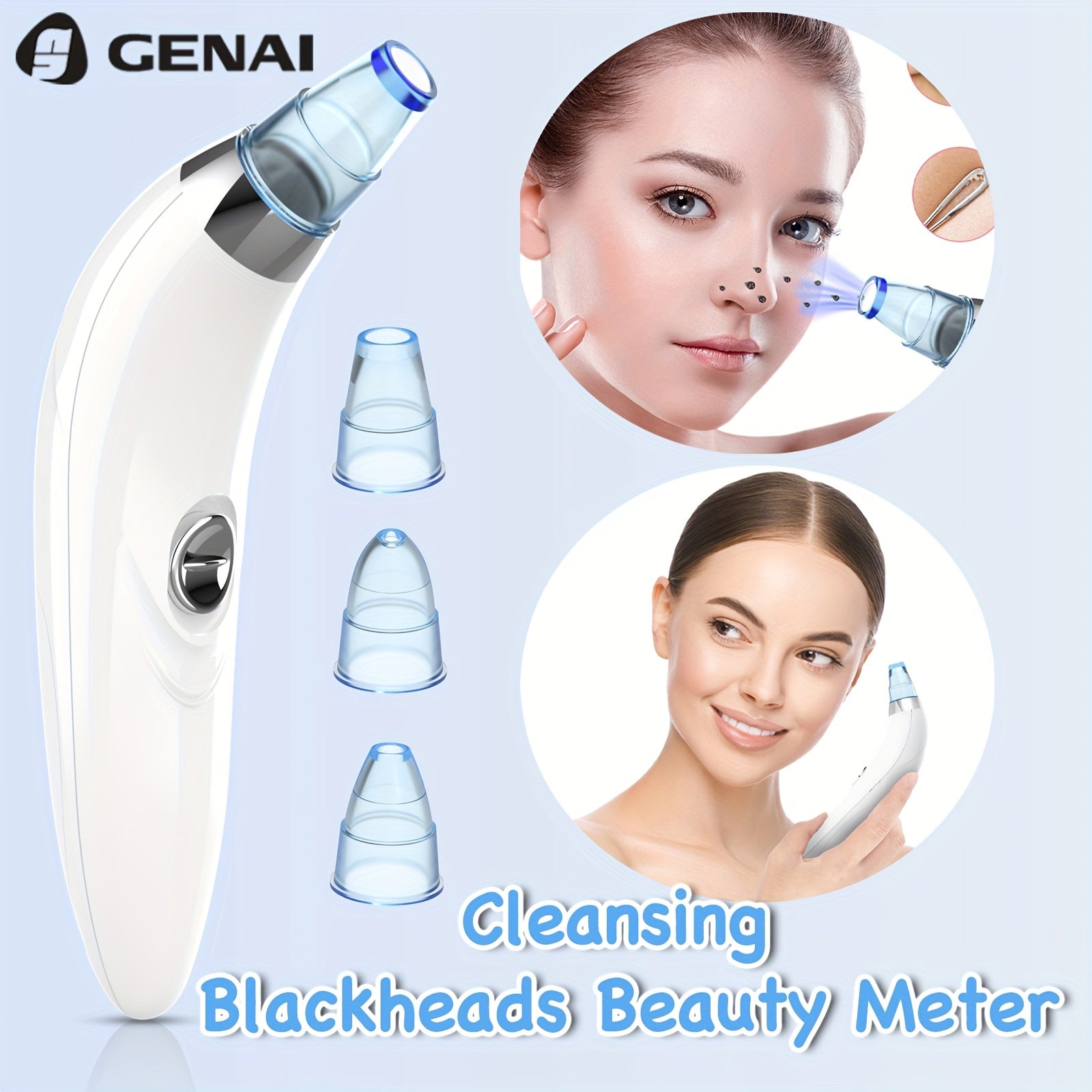 Herramienta para eliminar puntos negros con 4 sondas intercambiables, alimentada por batería, limpia poros para mujeres y hombres
