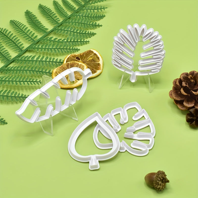 Set of Tropical Leaf Cookie Cutters Plastic for Fondant Gummy Candies Cake Decorations