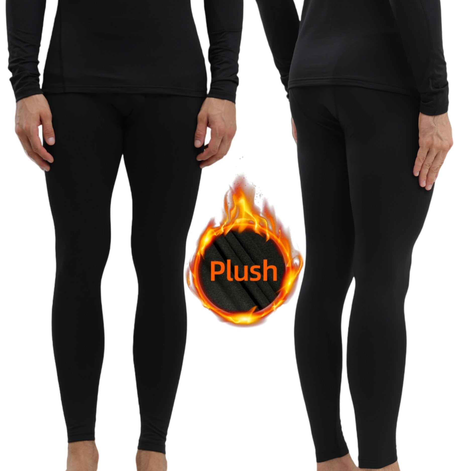 Men's Compression Pants Fleece-Lined Warm Skinny Fit for Autumn Winter Outdoor Activities