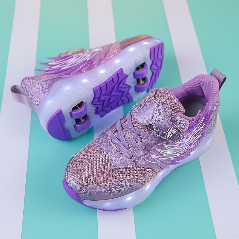 Kids LED Light-Up Roller Skates for Boys and Girls USB Rechargeable Breathable Durable Indoor Outdoor All-Season