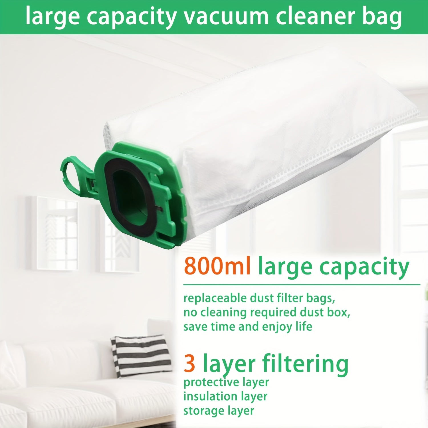 Set of 10 Vacuum Cleaner Bags with Filters for Cordless Vacuum Cleaner Replacement Parts