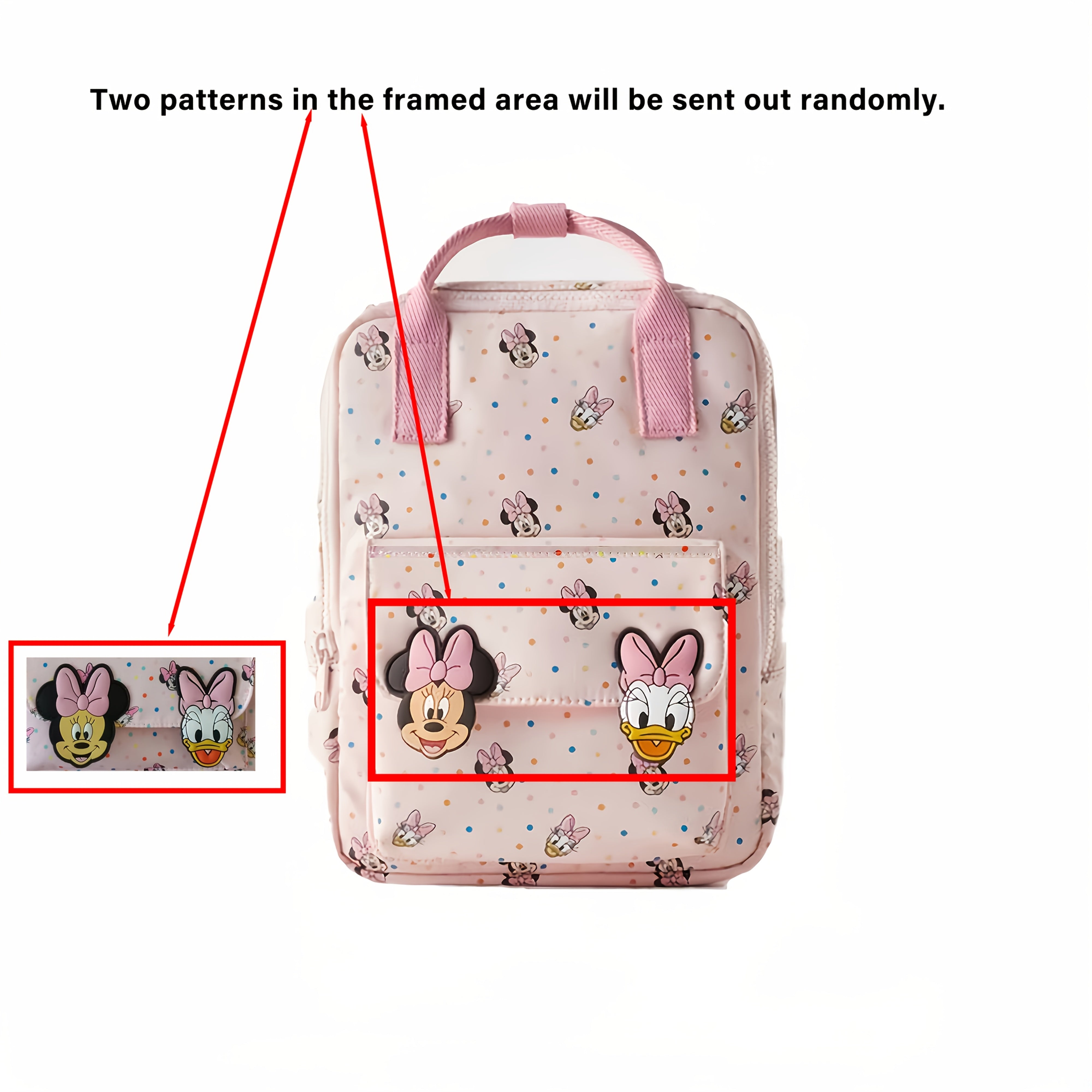 Women's Pink Minnie Daisy Printed Backpack Lightweight Polyester Canvas