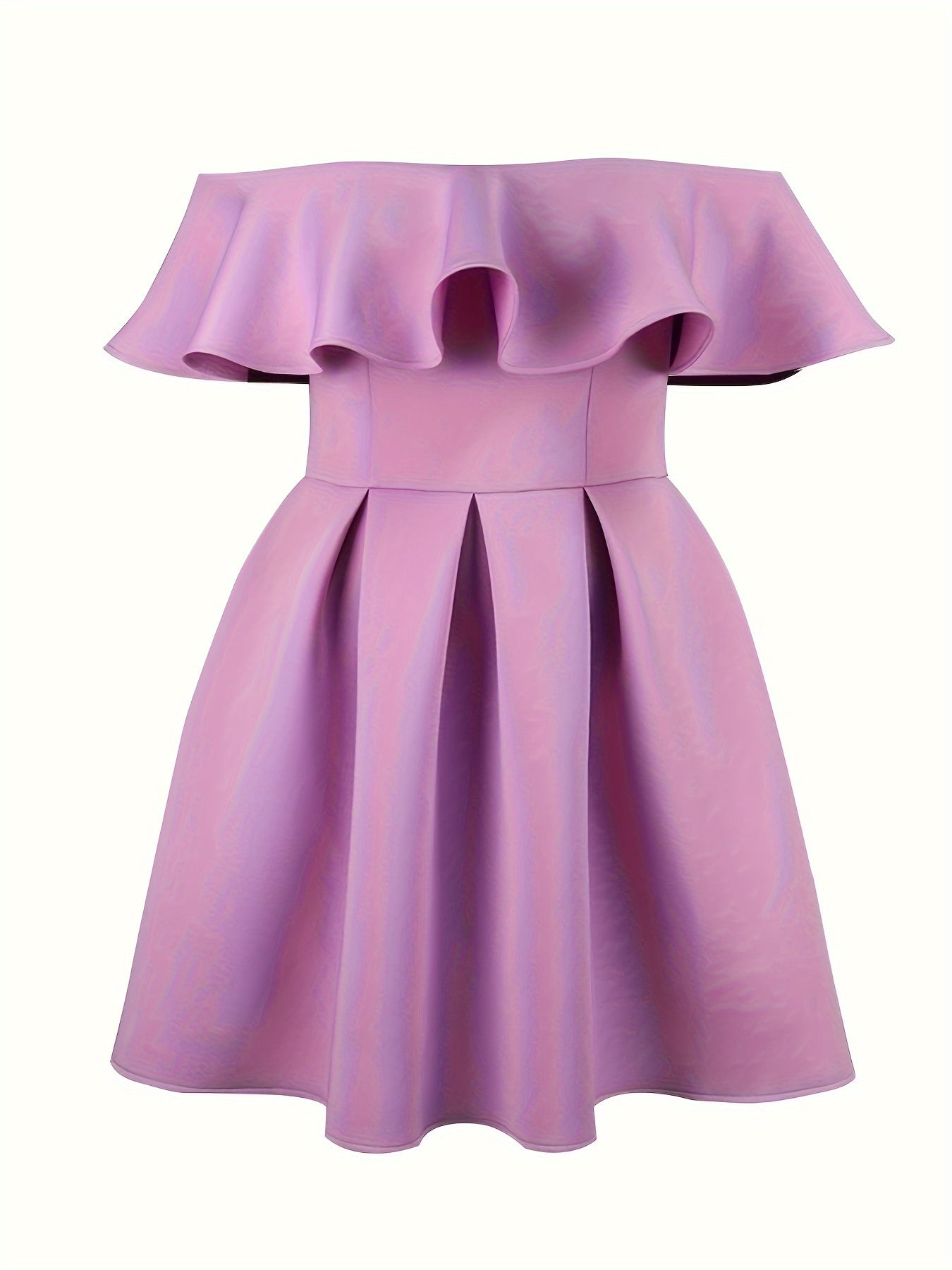 Women's Lavender Off-Shoulder A-Line Dress with Ruffled Sleeves