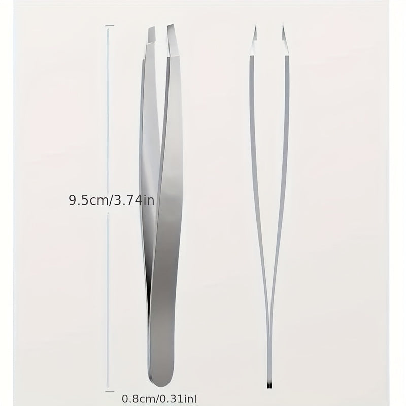 Профессиональные пинцеты из нержавеющей стали с наклонными концами для удаления волос на лице