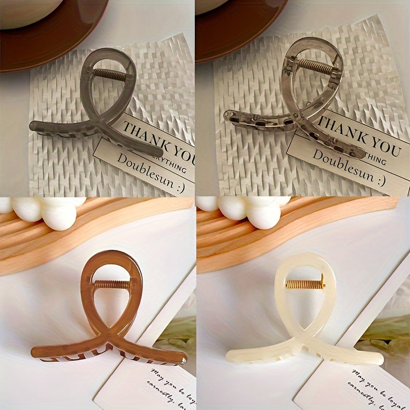 Set of 4 Extra Large Black Hair Claw Clips with Twist Detail for Women