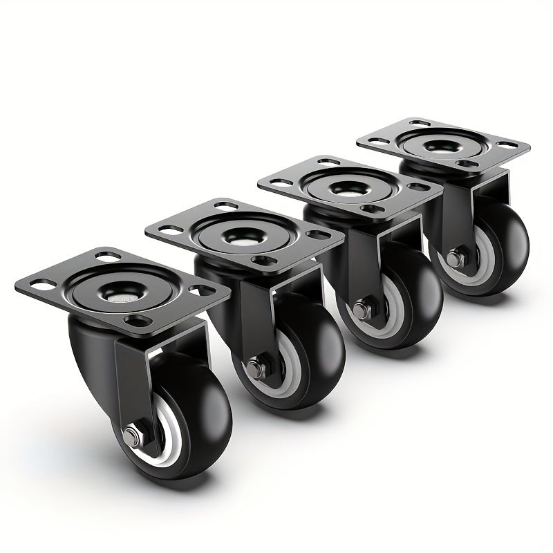 Set of 4 Heavy Duty Black Metal Caster Wheels 3.81 cm with Optional Brake for Furniture and Equipment