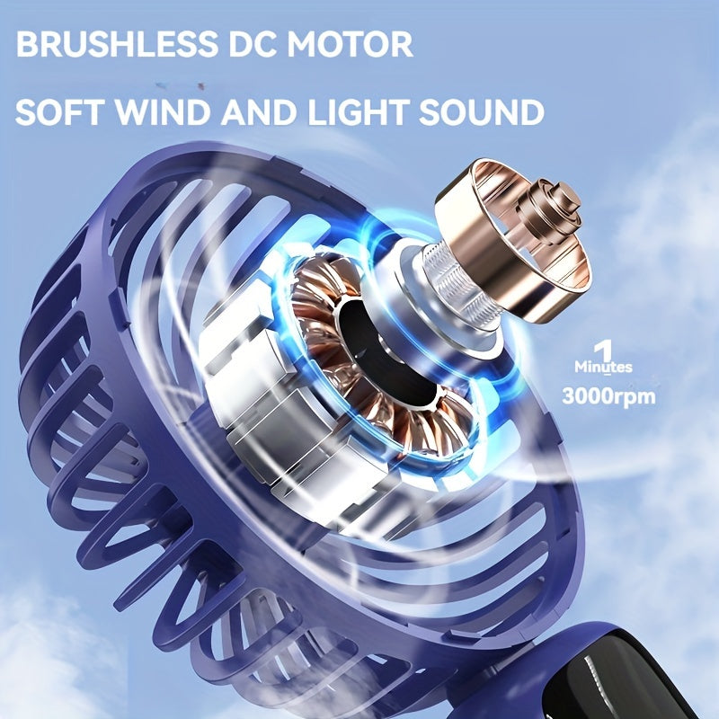 Portable Mini Fan USB Rechargeable Handheld Fan with LED Indicator, 6 Speeds for Travel Outdoor Camping