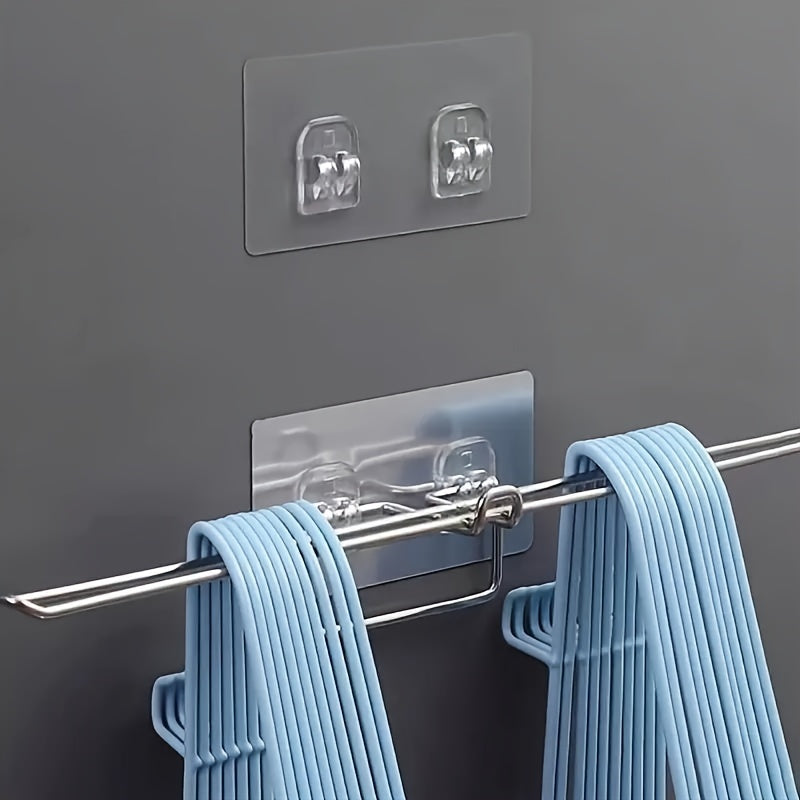 5pcs Clear Self-Adhesive Wall Hooks for Bathroom Organizers and Storage
