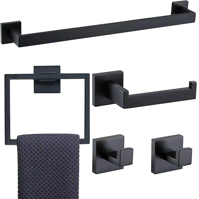 5-Piece Bathroom Hardware Set Matte Black Stainless Steel Brushed Nickel Gold Includes Towel Bar Towel Ring Toilet Paper Holder Towel Hooks