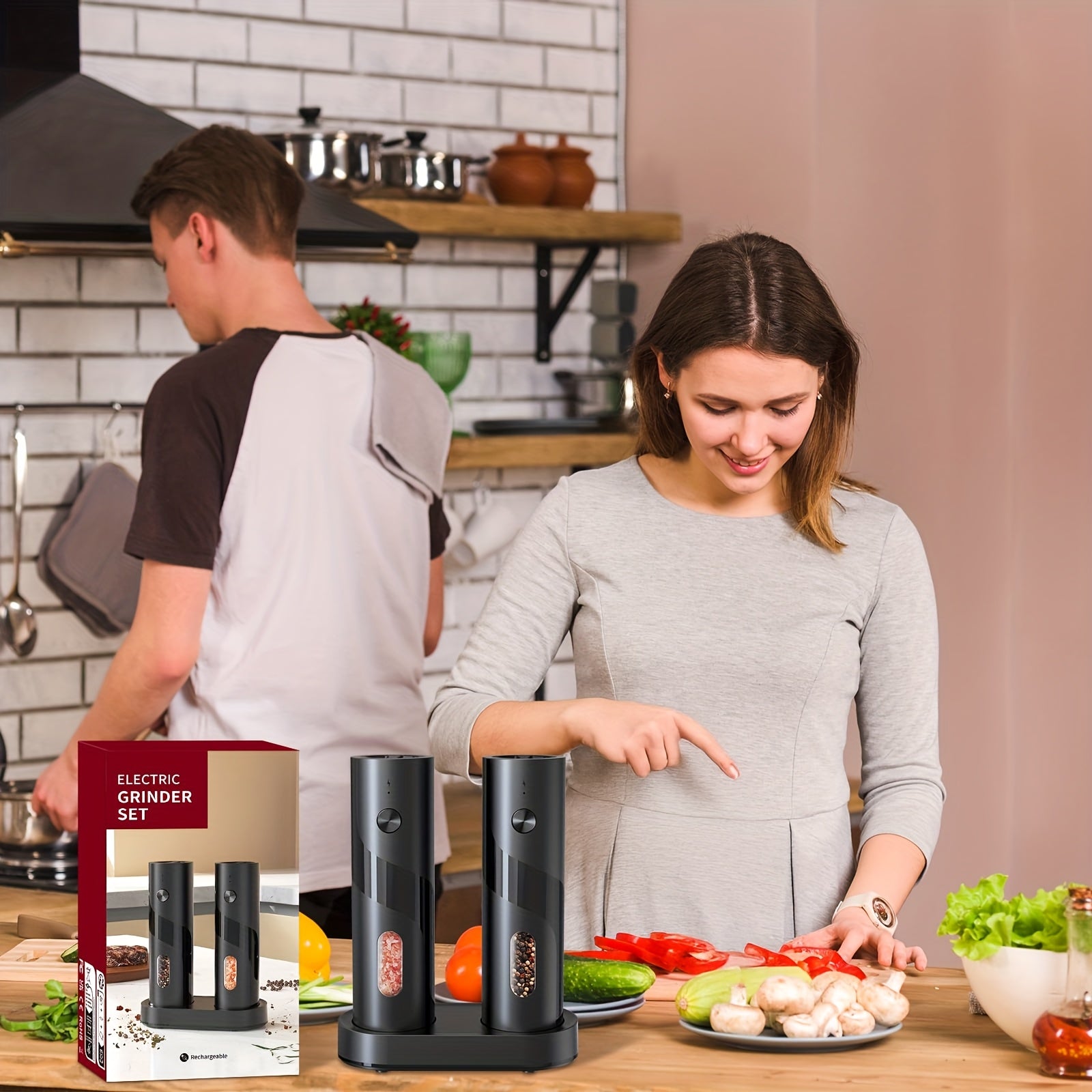 Uy oshxonasida foydalanish uchun yuqori to'ldiriladigan avtomatik murcha maydalagich, sozlanadigan qattiqlik va LED chirog'iga ega elektr qayta to'ldiriladigan murcha maydalagich to'plami